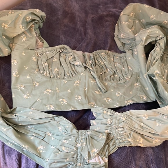 House Of Cb “Millicent” Olive long Sleeve Corset Top Size L+ US 12-14 - Picture 11 of 14